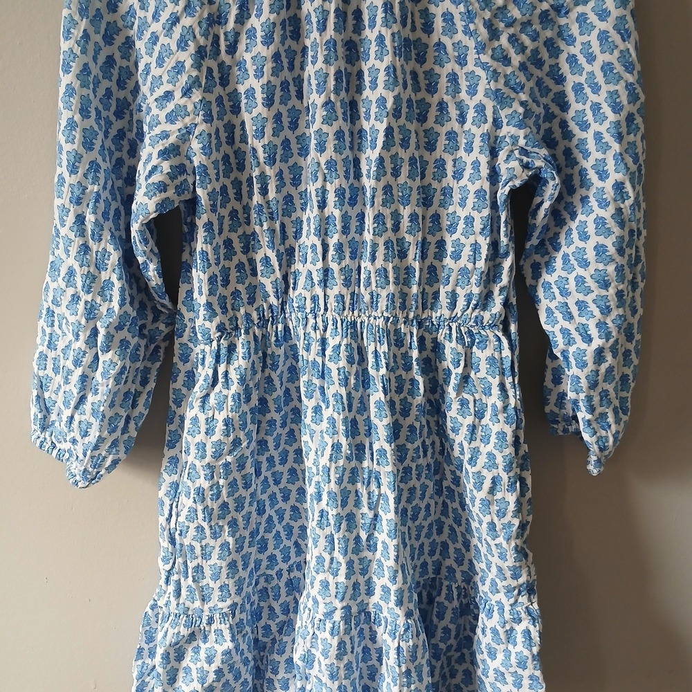 Vineyard Vines Women's Size XS Seastitch Block Print Dress Ruffle Hem 3/4 Sleeve - Picture 15 of 16